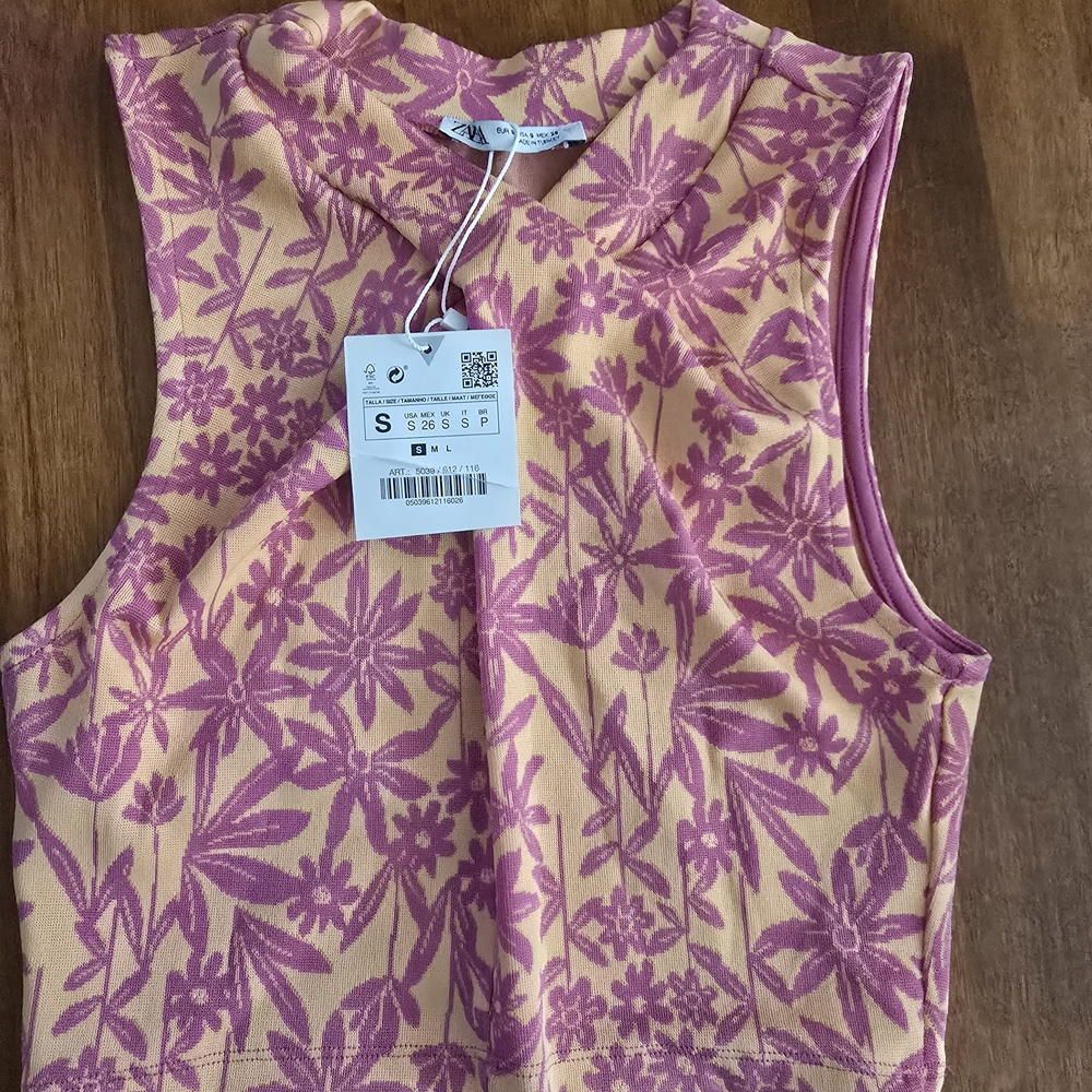 Floral Purple and Cream Women's Top